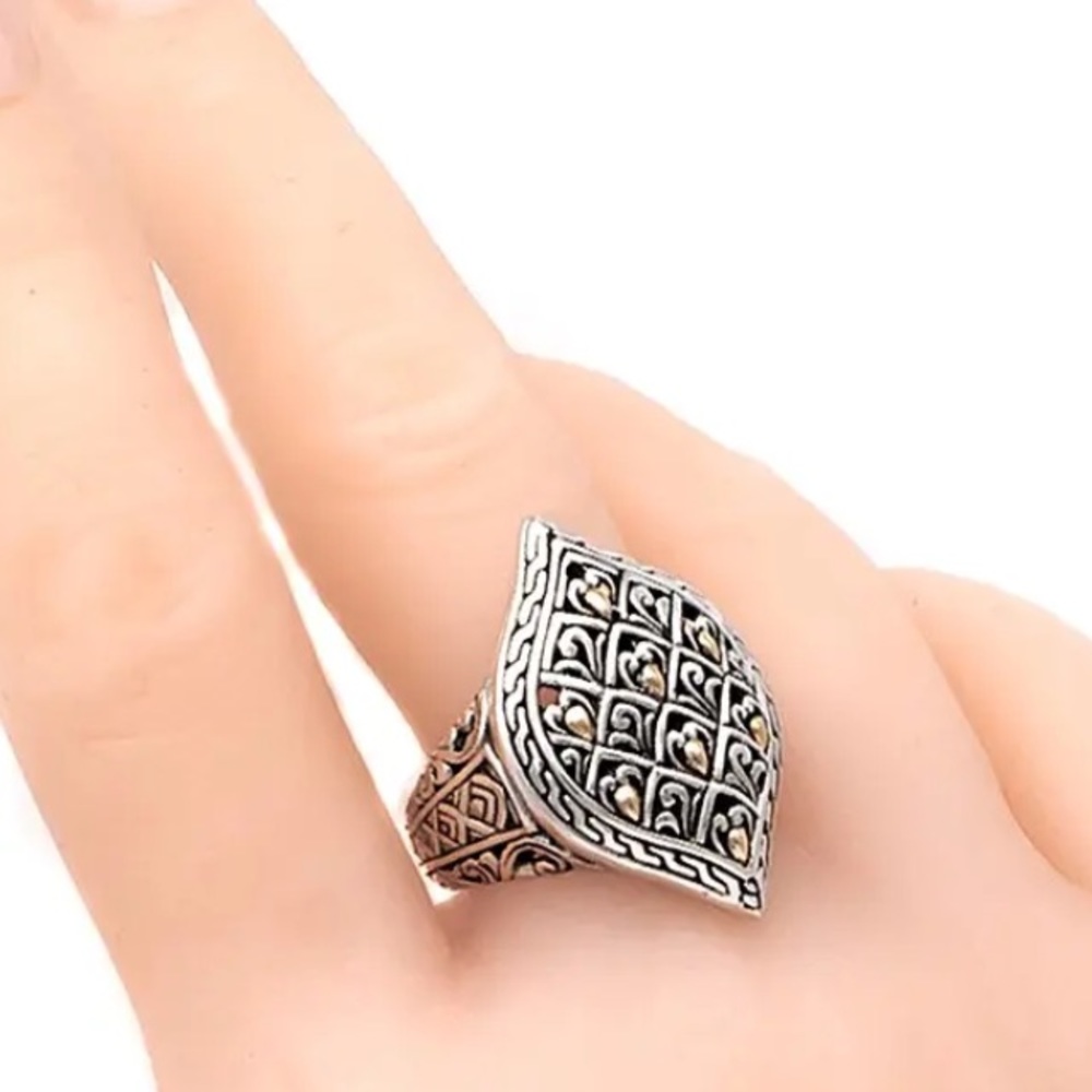 Sterling 925K silver and 18K gold filigree ring 8
